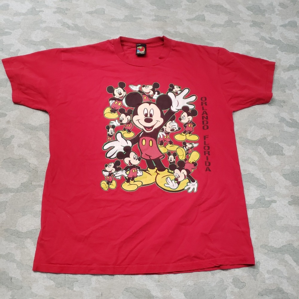 Vintage Disney Shirt Mens Red Mickey Unlimited Short Sleeve Y2k